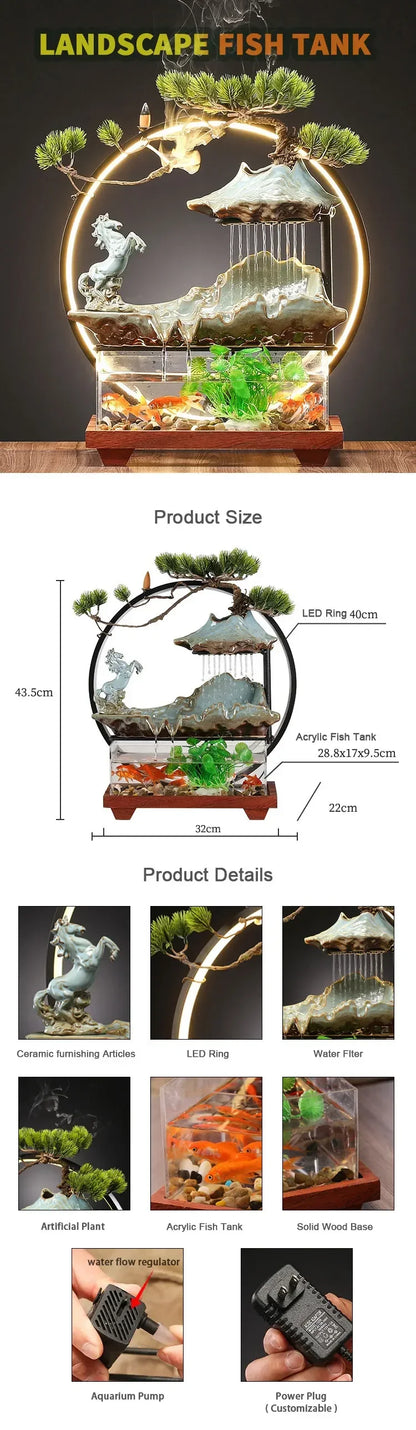 Flowing Water Deer Ornaments Home Creative Fountain Living Room Desktop Porch Decoration