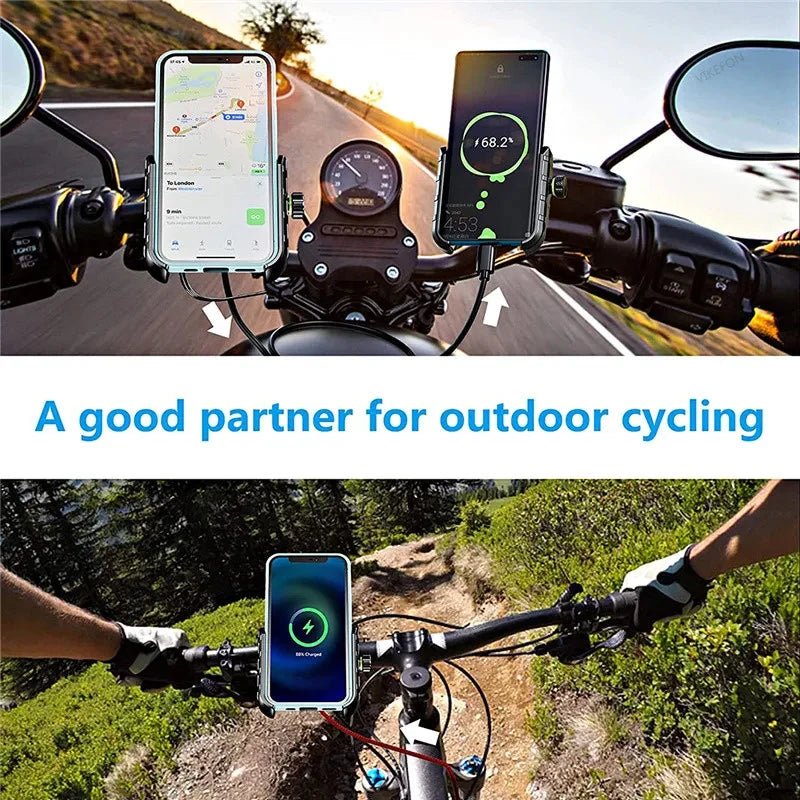 Wireless Charger Motorcycle Phone Holder  Moto Motorbike Mirror Mobile Stand Support USB Fast Charging Cellphone Handlebar Mount