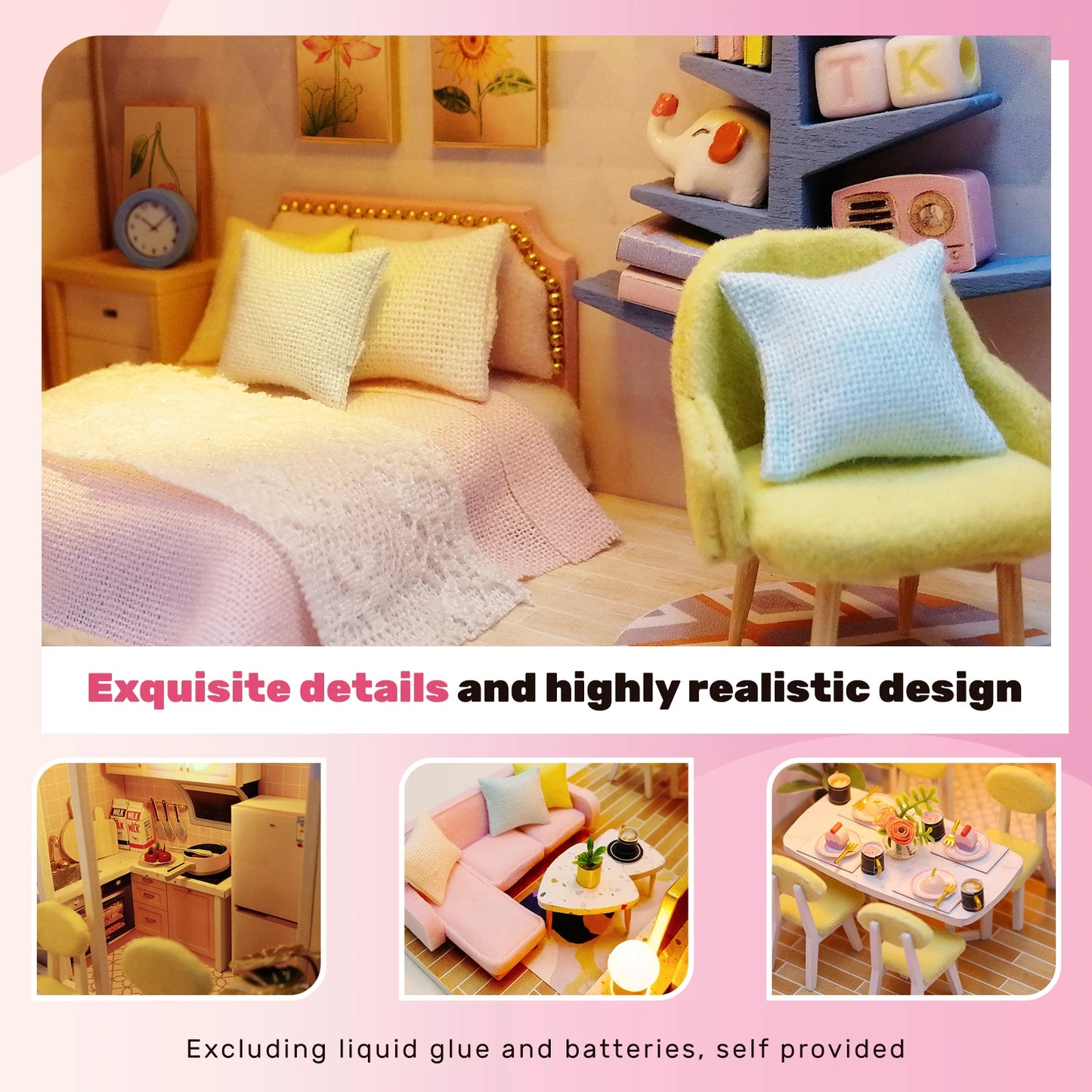 DIY Miniature Dollhouse Kit Creative Firm Wood Handmade Crafts Romantic Artwork Decorative Home Desktop Ornaments Kids Gifts