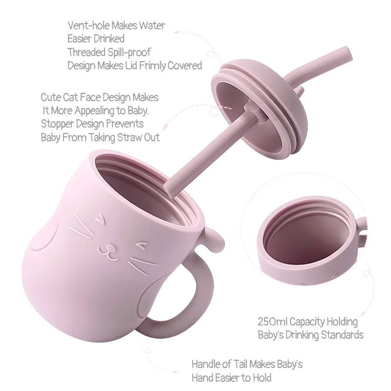 Silicone Straw Water Bottle for children multivariant-3