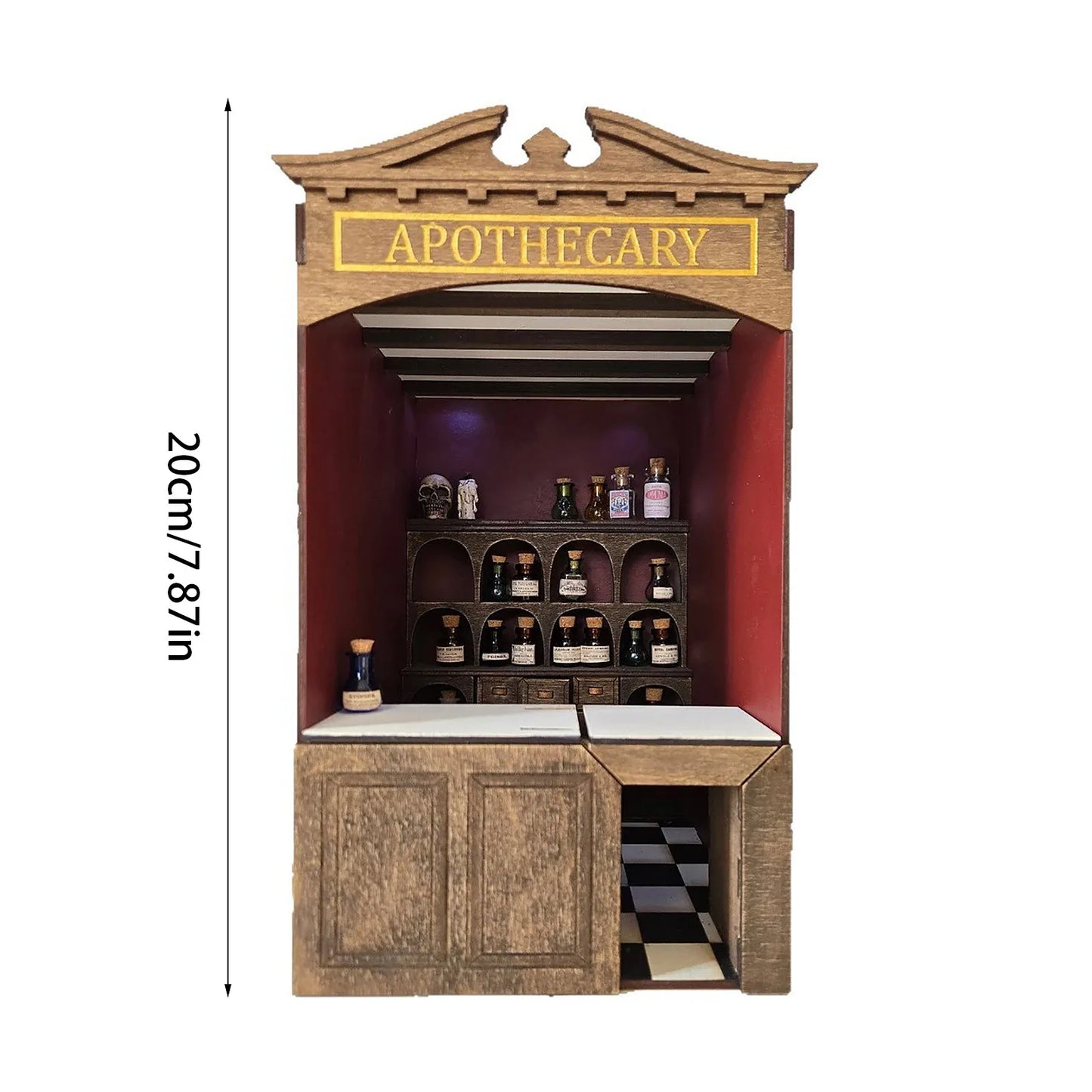 Home decoration DIY assembly bar & cafe, library, pharmacy house model wooden crafts and ornaments micro landscaping set gift