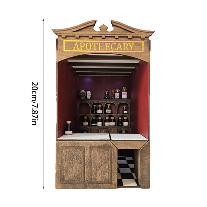 Home decoration DIY assembly bar & cafe, library, pharmacy house model wooden crafts and ornaments micro landscaping set gift