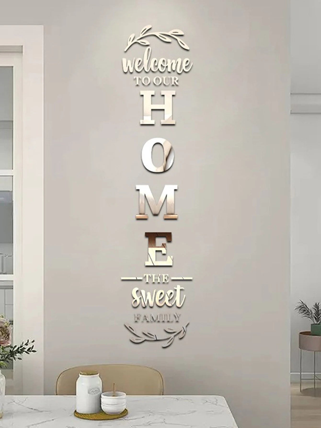 Home Family Logo 3D Mirror Wall Sticker Entrance Decoration Living Room Bedroom Home Background Wall DIY Decoration