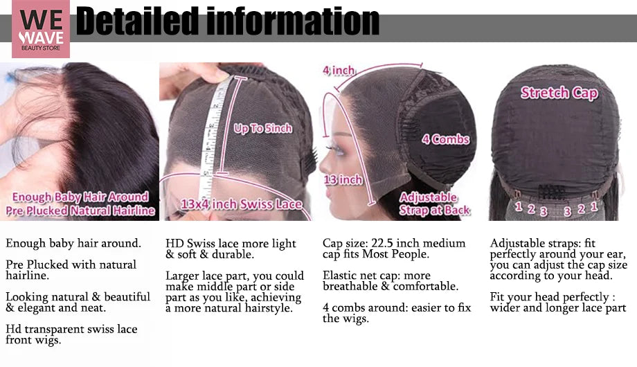 13x6 Hd Transparent Lace Frontal Wigs 100% Brazilian Human Hair Wig Loose Body Wave Black 40 Inch High Density Choice For Women