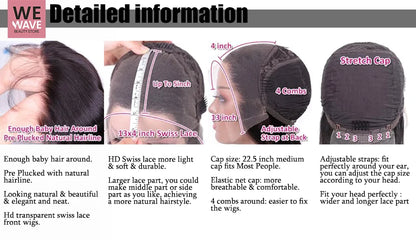 13x6 Hd Transparent Lace Frontal Wigs 100% Brazilian Human Hair Wig Loose Body Wave Black 40 Inch High Density Choice For Women