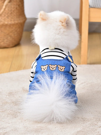 Small Breed Pet Overalls - Lightweight Summer Jumpsuit for Fashionable Pets - Comfortable Four-Legged Pants