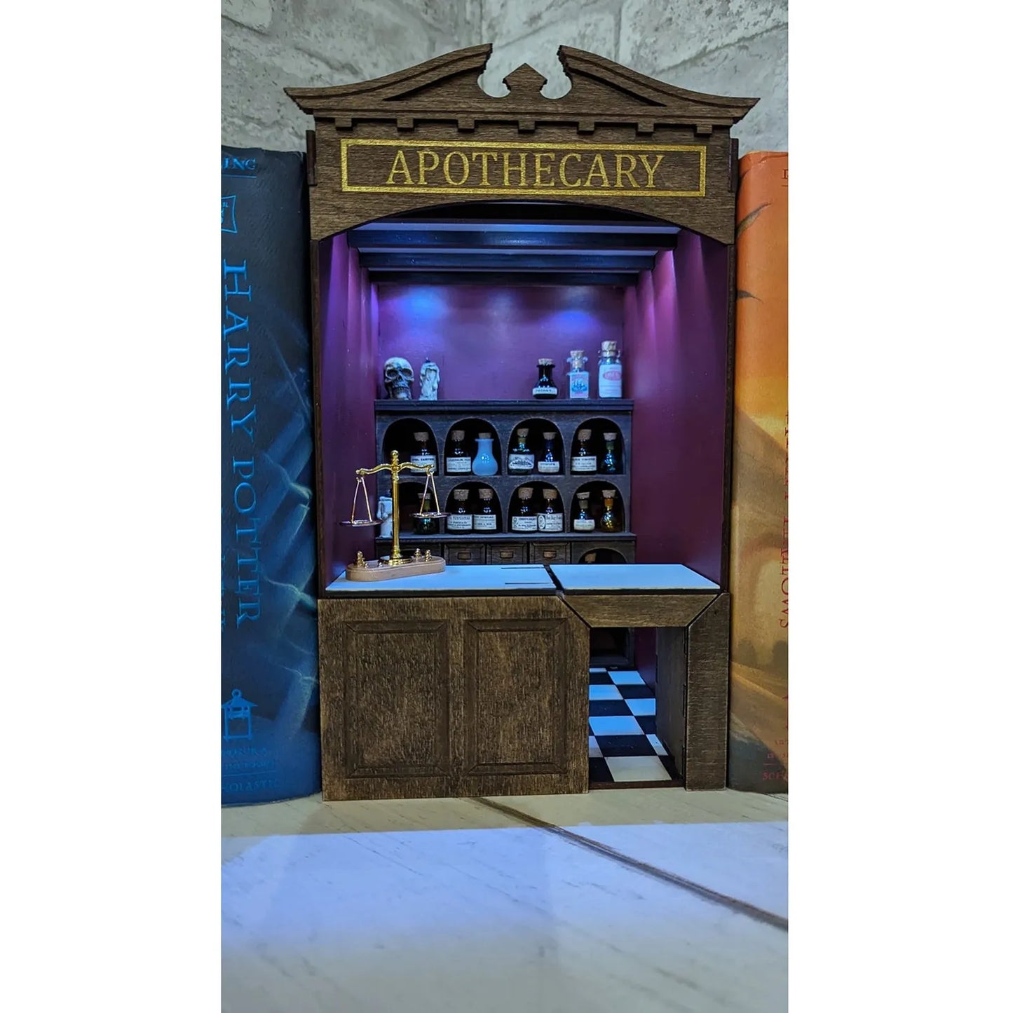 Home decoration DIY assembly bar & cafe, library, pharmacy house model wooden crafts and ornaments micro landscaping set gift
