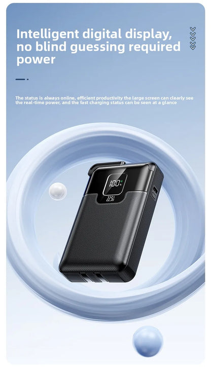 20000mAh Super Fast Charging Power Bank 2-in-1 with AC Plug, Multi-function with Dual-wire Wall Plug Mobile Power Supply