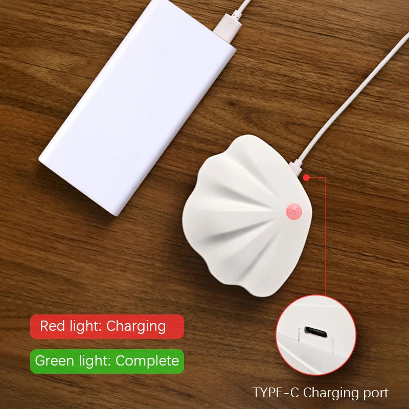 Motion Sensor LED Light, USB Rechargeable Night Light, Wireless Magnetic Shell Shape Wall Lamp for Living Room Staircase Closet