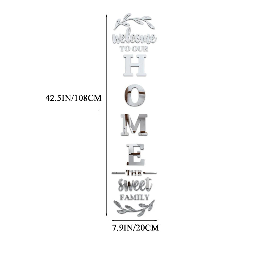 Home Family Logo 3D Mirror Wall Sticker Entrance Decoration Living Room Bedroom Home Background Wall DIY Decoration