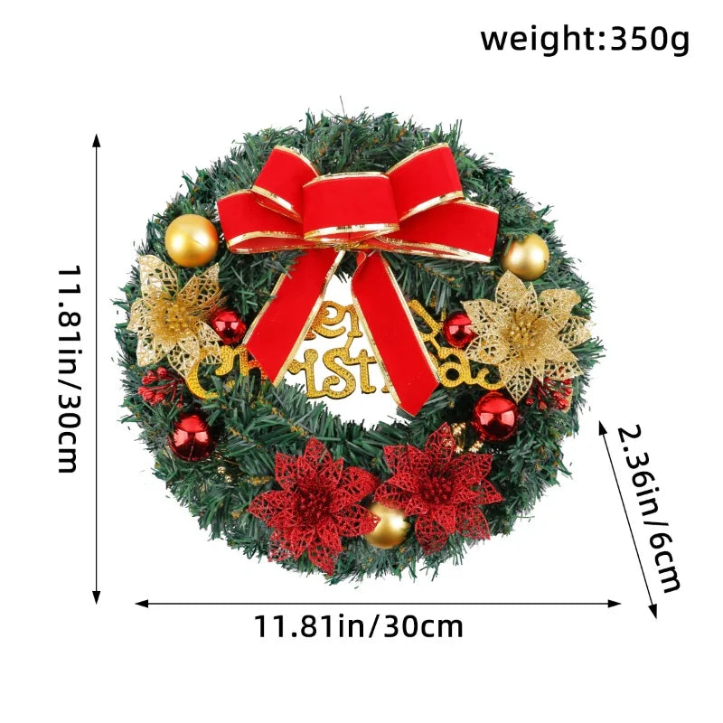 Christmas Wreath Decoration, 12 inch Wreath Display Window Decoration, Door Hanging Banner, House Decoration, Christmas party de