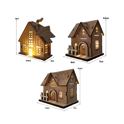 Wood House Model for Christmas Christmas House Ornament Festive Wooden House Ornaments Durable Warm Light Christmas for Home
