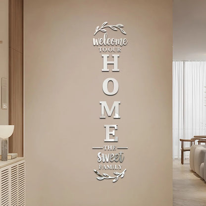 Home Family Logo 3D Mirror Wall Sticker Entrance Decoration Living Room Bedroom Home Background Wall DIY Decoration