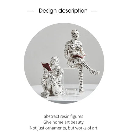 Home desk top bookshelf decoration reading woman resin crafts small ornaments