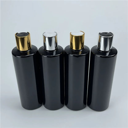 32pcs/lot 100ML White Clear Black Empty Plastic Shampoo PET Bottles With Gold Silver Disc Top Cap Shower Gel Container