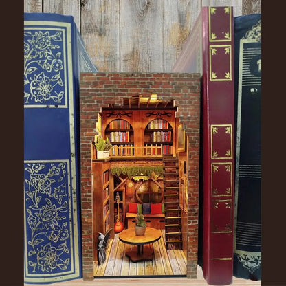 Home decoration DIY assembly bar & cafe, library, pharmacy house model wooden crafts and ornaments micro landscaping set gift