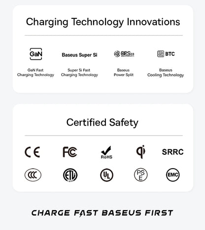 Baseus 65W GaN5 Charger Quick Charge QC 3.0 4.0 USB Type C Charger Portable Travel Charger Fast Charging For Laptop iPhone 14 13