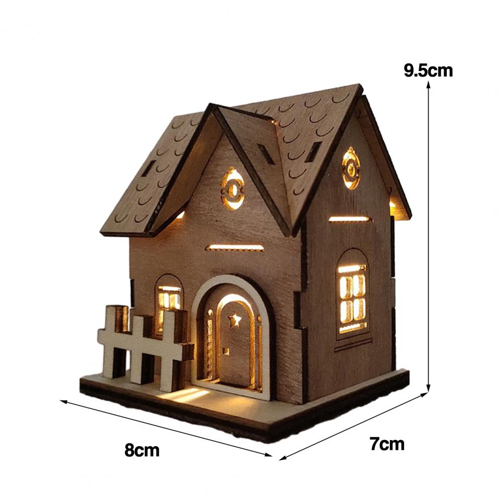 Wood House Model for Christmas Christmas House Ornament Festive Wooden House Ornaments Durable Warm Light Christmas for Home