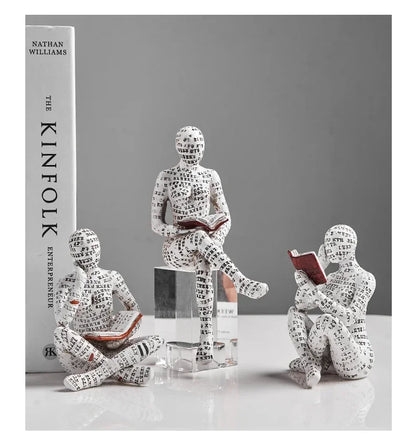 Home desk top bookshelf decoration reading woman resin crafts small ornaments