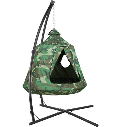 X-Shaped Hanging Tree Tent w/Swing Chair, Hammock Chair Stand Canopy w/Steel Frame, Indoor Outdoor Egg Basket Patio Seat