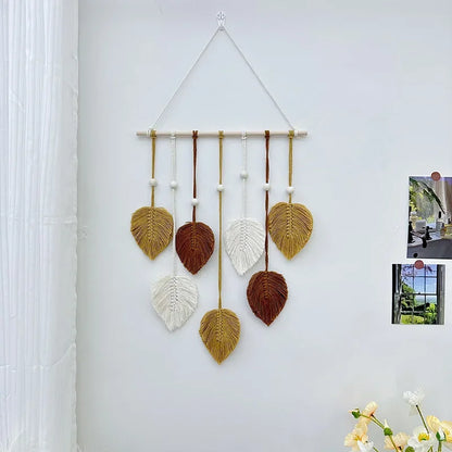 Bohemian Style Home Decor, Hemp Rope Tapestry, Hemp Rope Wallpaper, Feather Curtain, Wall Decoration, Suitable for Living Room