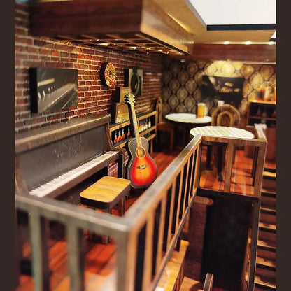 Home decoration DIY assembly bar & cafe, library, pharmacy house model wooden crafts and ornaments micro landscaping set gift