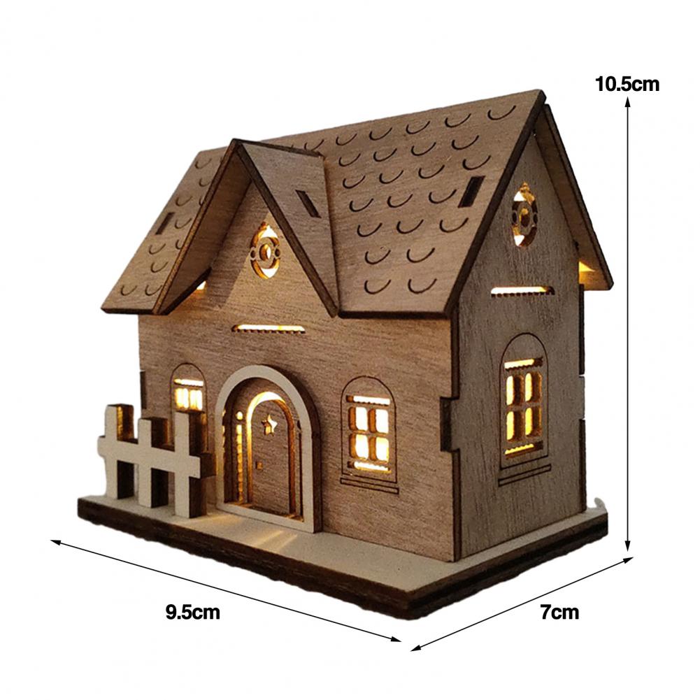 Wood House Model for Christmas Christmas House Ornament Festive Wooden House Ornaments Durable Warm Light Christmas for Home