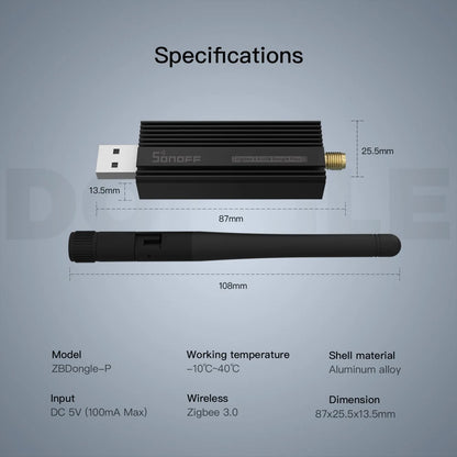 SONOFF 1-5PCS ZBDongle-P Zigbee 3.0 USB Dongle Plus Zigbee Gateway Support Home Assistant ZHA Zigbee2MQTT Sonoff Zigbee Series