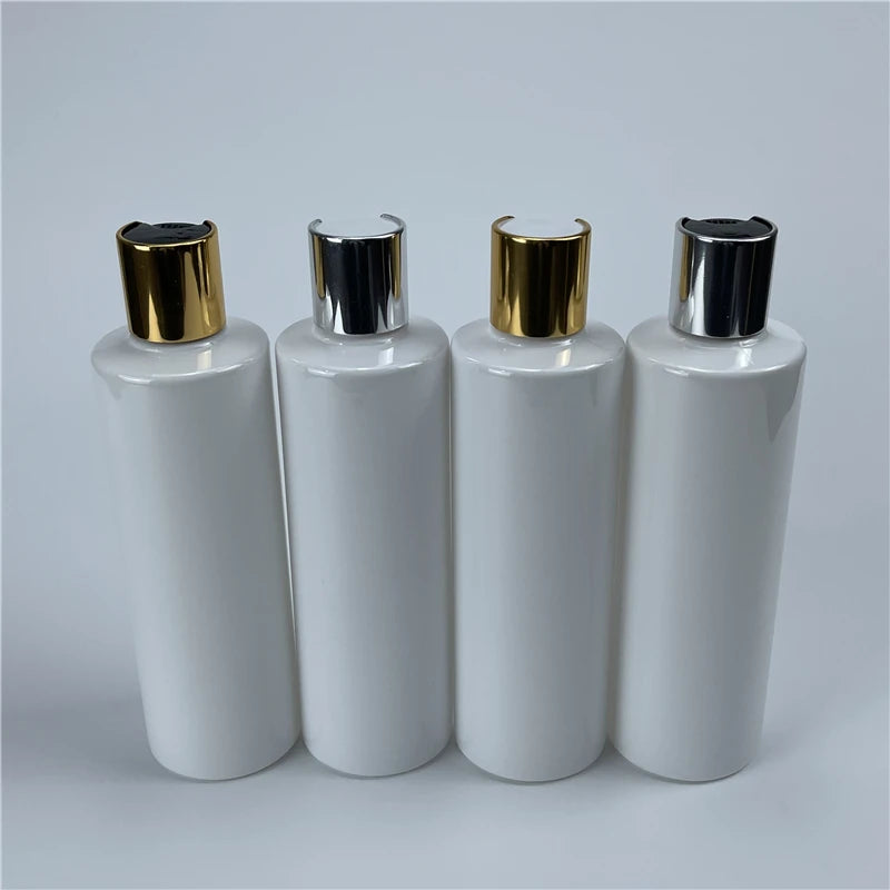 32pcs/lot 100ML White Clear Black Empty Plastic Shampoo PET Bottles With Gold Silver Disc Top Cap Shower Gel Container