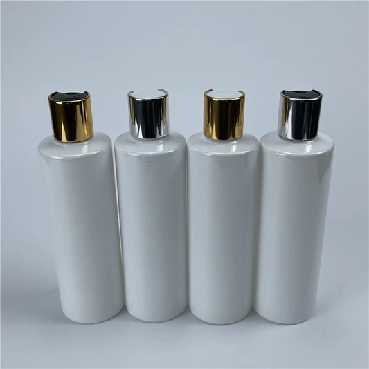 32pcs/lot 100ML White Clear Black Empty Plastic Shampoo PET Bottles With Gold Silver Disc Top Cap Shower Gel Container