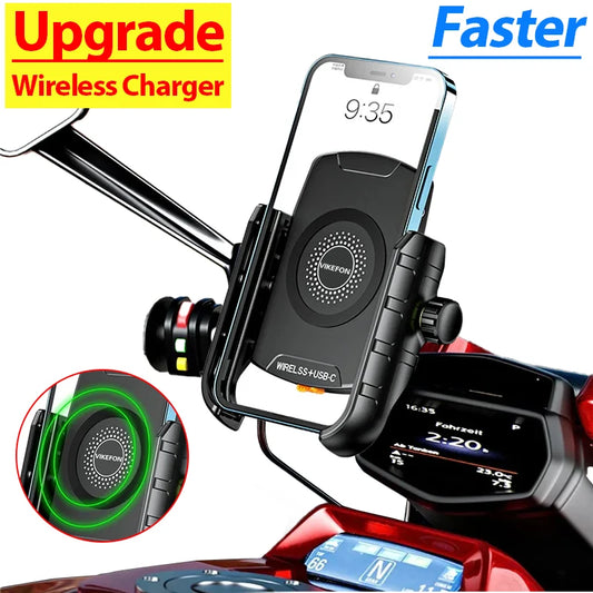 Wireless Charger Motorcycle Phone Holder  Moto Motorbike Mirror Mobile Stand Support USB Fast Charging Cellphone Handlebar Mount