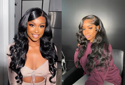 13x6 Hd Transparent Lace Frontal Wigs 100% Brazilian Human Hair Wig Loose Body Wave Black 40 Inch High Density Choice For Women