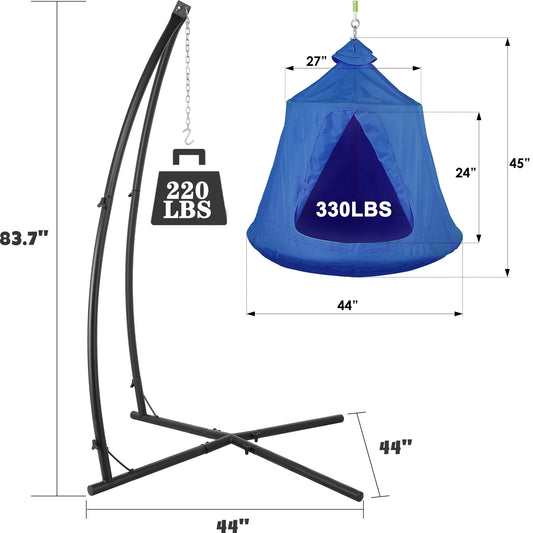 X-Shaped Hanging Tree Tent w/Swing Chair, Hammock Chair Stand Canopy w/Steel Frame, Indoor Outdoor Egg Basket Patio Seat