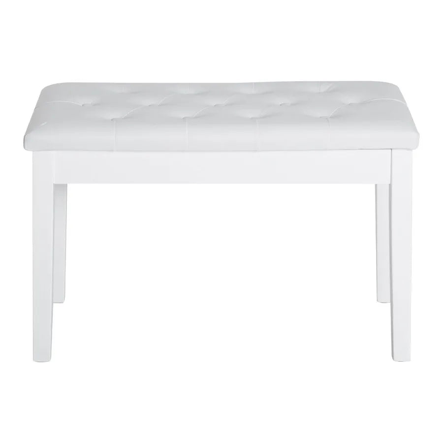 Piano Bench Duet Piano Chair with Faux Leather Padded Cushion and Wooden Frame Button Tufted Keyboard Bench White
