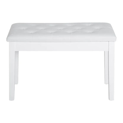 Piano Bench Duet Piano Chair with Faux Leather Padded Cushion and Wooden Frame Button Tufted Keyboard Bench White