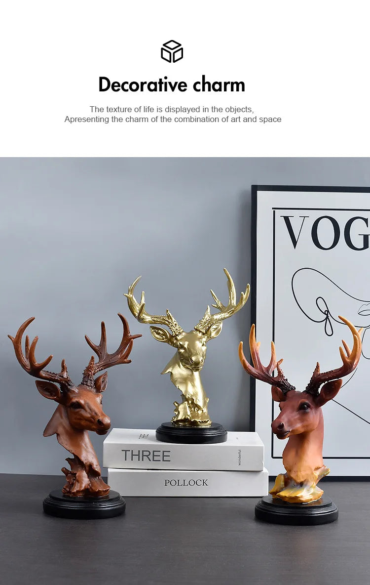 Deer Ornament Home Office Desktop Resin Crafts Living Room Decoration  Home Decoration Accessories