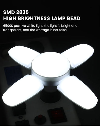 E27 Fan Shape Foldable 28W LED Bulb AC220V/110V Deformation for Home Ceiling Lights Warehouse and Garage White Light 6500K Bulb