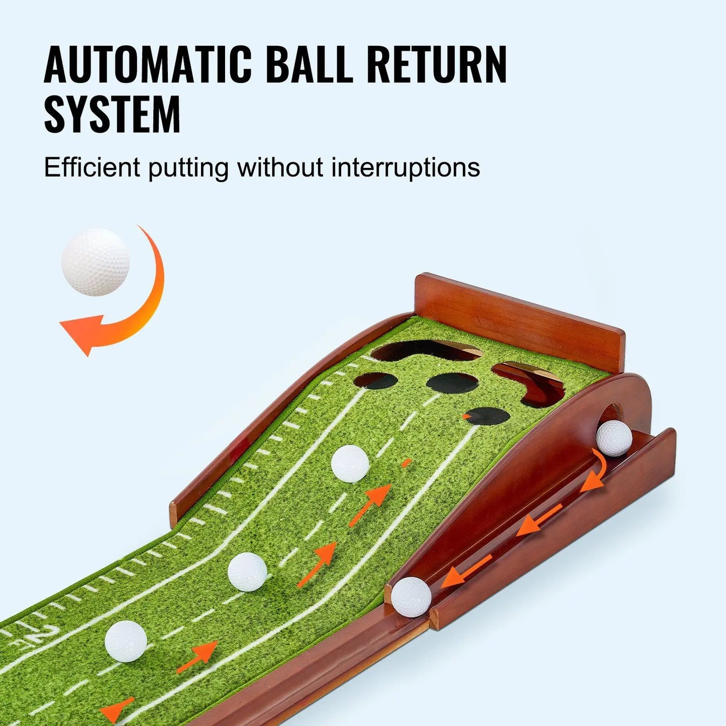 5-Hole Indoor Golf Putting Mat Training Aid for Golfers Practicing Putting Green Skills