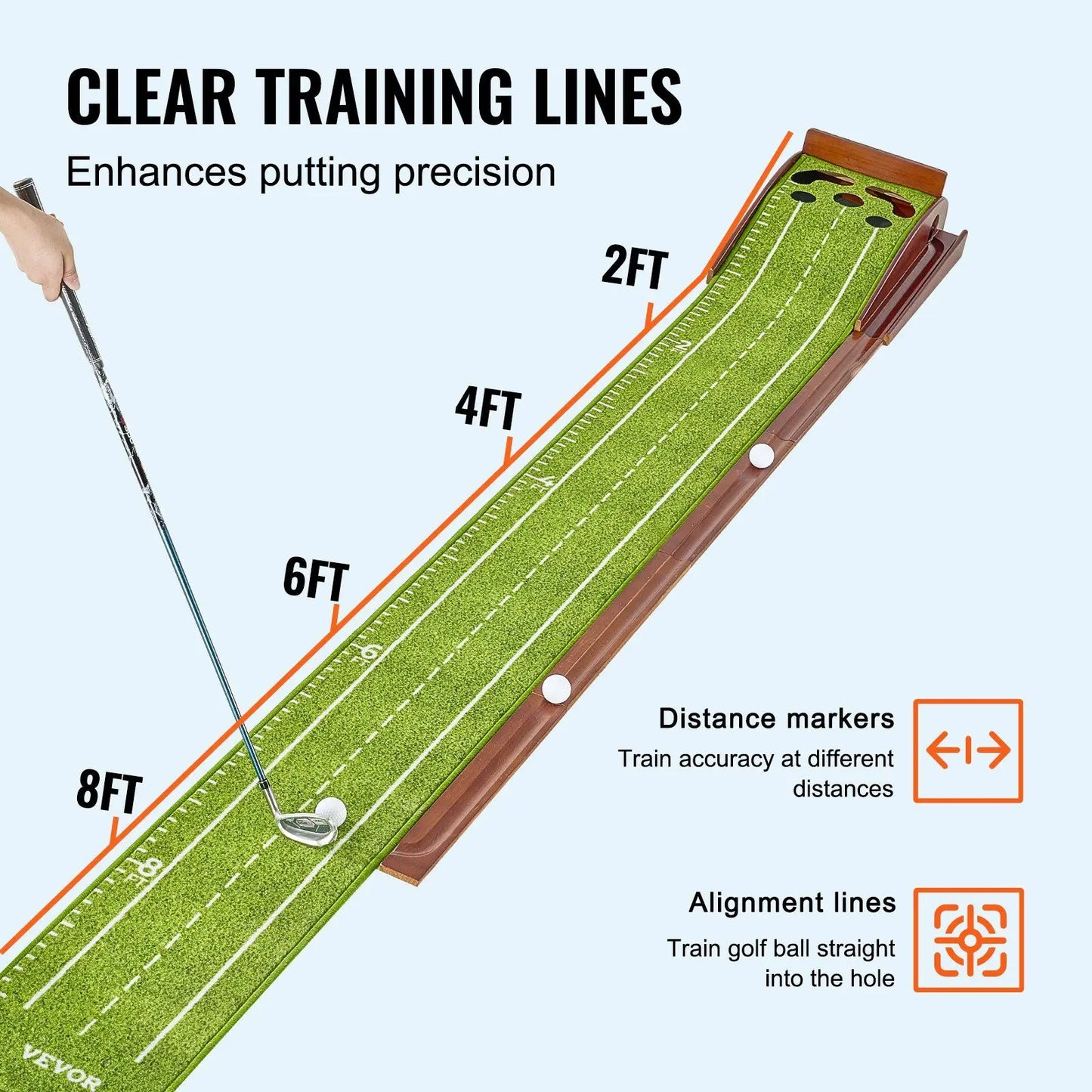 5-Hole Indoor Golf Putting Mat Training Aid for Golfers Practicing Putting Green Skills
