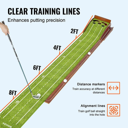 5-Hole Indoor Golf Putting Mat Training Aid for Golfers Practicing Putting Green Skills