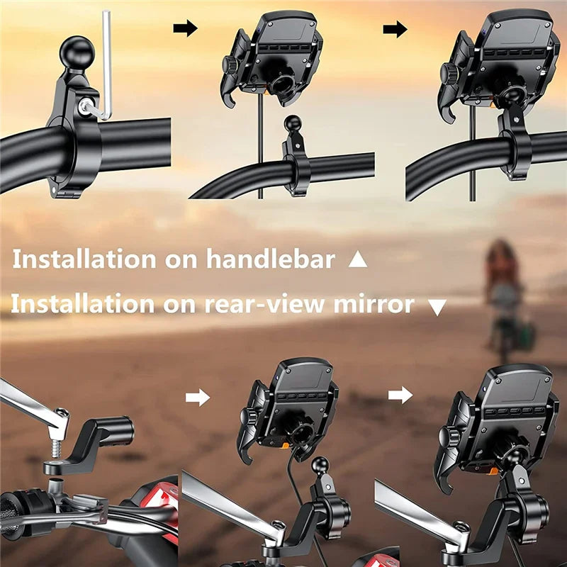 Wireless Charger Motorcycle Phone Holder  Moto Motorbike Mirror Mobile Stand Support USB Fast Charging Cellphone Handlebar Mount
