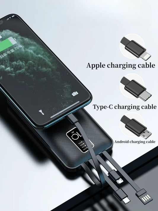 Power Bank Battery 20000Mah 20W Fast Charging Power Pack 4 USB Charging Cable, Outdoor Mobile Power Supply, Light and Thin, Very Easy to Carry, Safe Use, Reusable 1000 Times