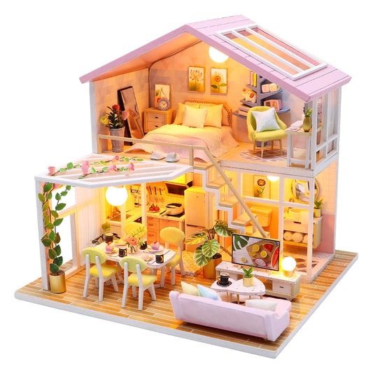 DIY Miniature Dollhouse Kit Creative Firm Wood Handmade Crafts Romantic Artwork Decorative Home Desktop Ornaments Kids Gifts