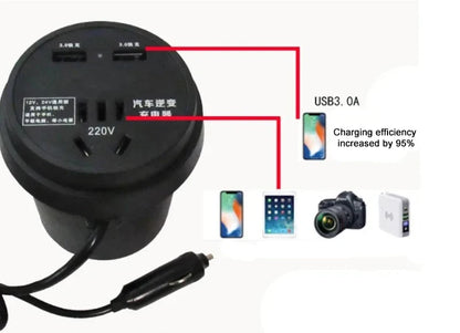 Car Charger Truck Trolley 12V/24V To 220V Multi-Function Inverter Converter Mobile Phone Socket Cup-Type Stable Fast Charging