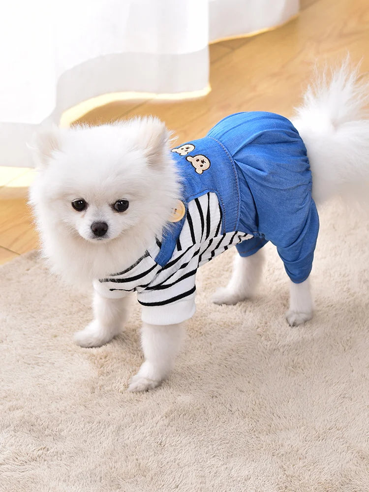 Small Breed Pet Overalls - Lightweight Summer Jumpsuit for Fashionable Pets - Comfortable Four-Legged Pants