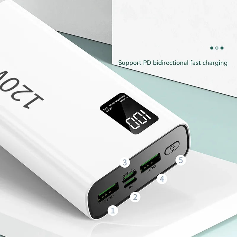 120W Super Fast Charging 50000 mAh Power Bank 100% sufficient capacity for mobile power supply for various mobile phones