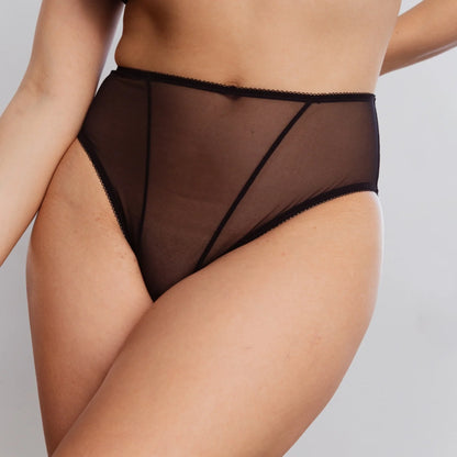 Sheer High Waist Brief Panty Blush Astrid Black-0