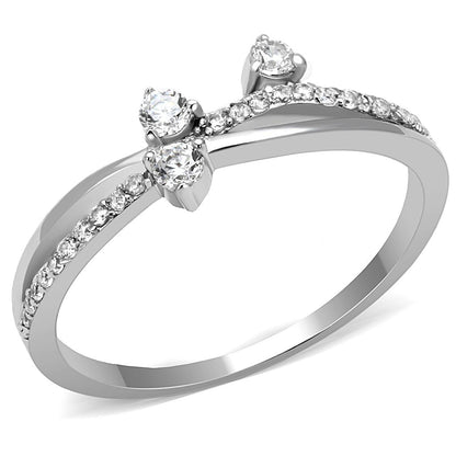TS581 - Rhodium 925 Sterling Silver Ring with AAA Grade CZ  in Clear-4