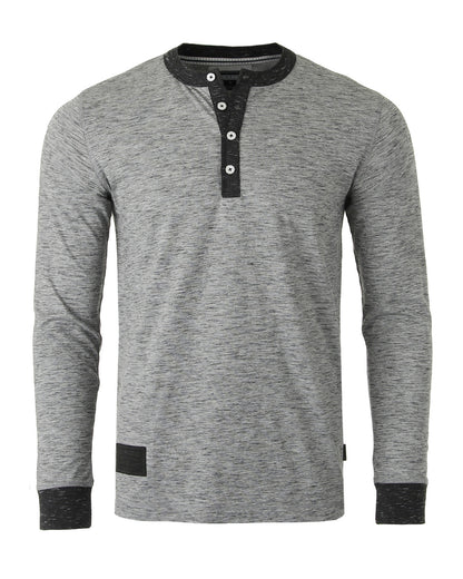 ZIMEGO Men's Long Sleeve Contrast Button Placket Neck Cuffs Casual Henley Shirts-5