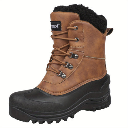 [Popular Choice] Riemot Men's High Quality Snow Boots - Durable, Non-Slip Traction Sole for Hiking, Trekking & Gardening - Warm Fleece Lined Ankle Support, Lace-Up Closure- Versatile All-Season Outdoor Footwear